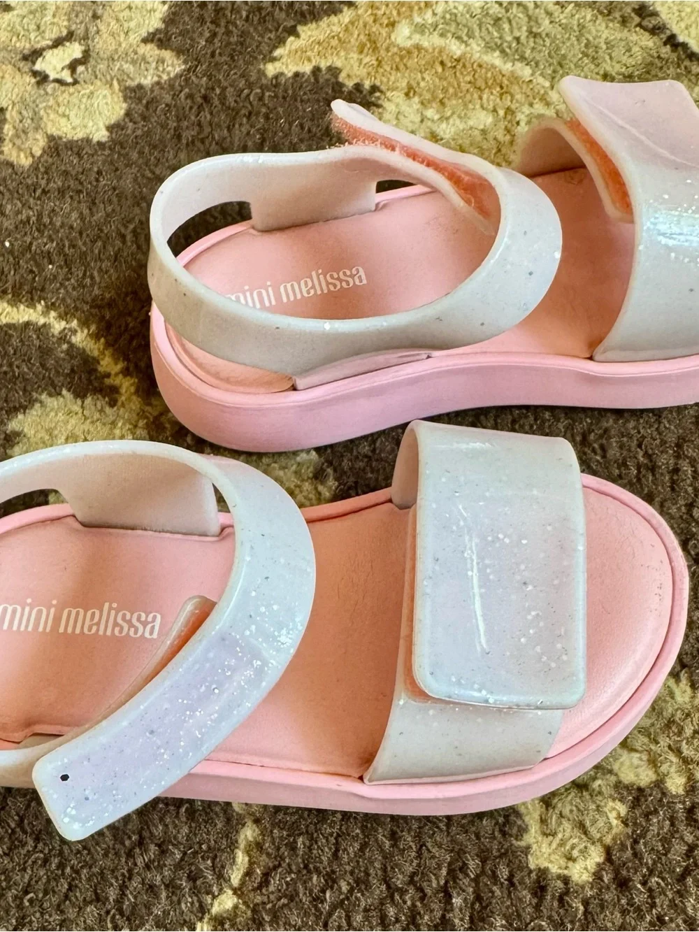 Mini Melissa Pink Sandals with Sparkle Straps